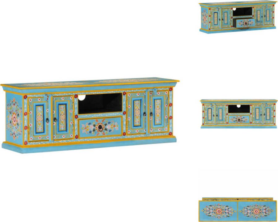 VidaXL Retro TV-kast 110 x 30 x 40 cm Massief mangohout Blauw Kast