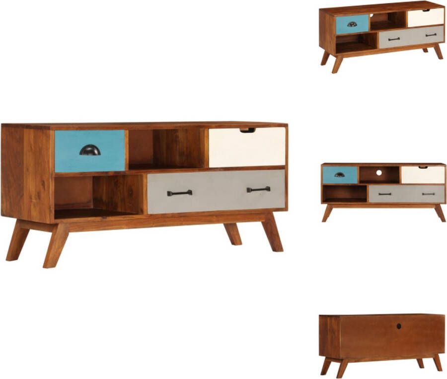 VidaXL Tv-meubel Tv-meubels Tv-meubelen Tv-meubilair Tv-meubel met 3 lades 110x35x50 cm massief acaciahout - Foto 2