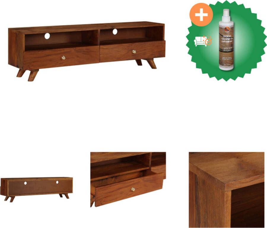 VidaXL TV-meubel Retro Hout 140x30x40 cm Massief gerecycled hout 2 deuren Kast Inclusief Houtreiniger en verfrisser