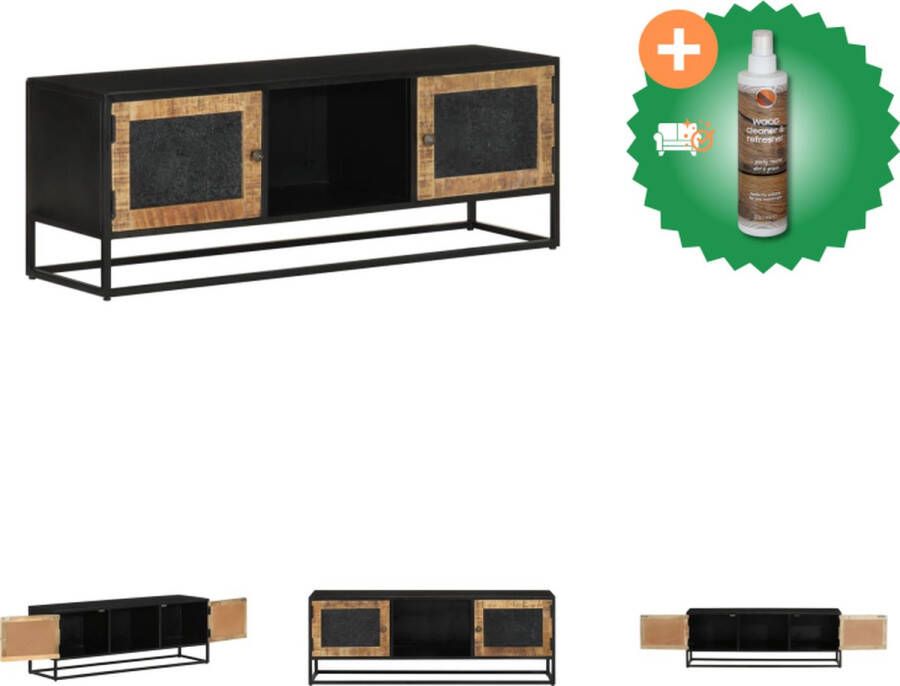 VidaXL Retro tv-kast Mangohout 110 x 30 x 40 cm met 3 schappen Kast Inclusief Houtreiniger en verfrisser