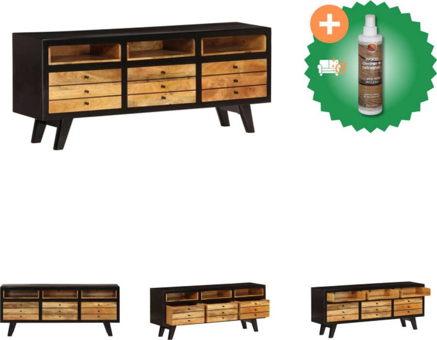 VidaXL tv-meubel industriële stijl 120x30x50 cm massief mangohout bruin zwart Kast Inclusief Houtreiniger en verfrisser - Foto 2