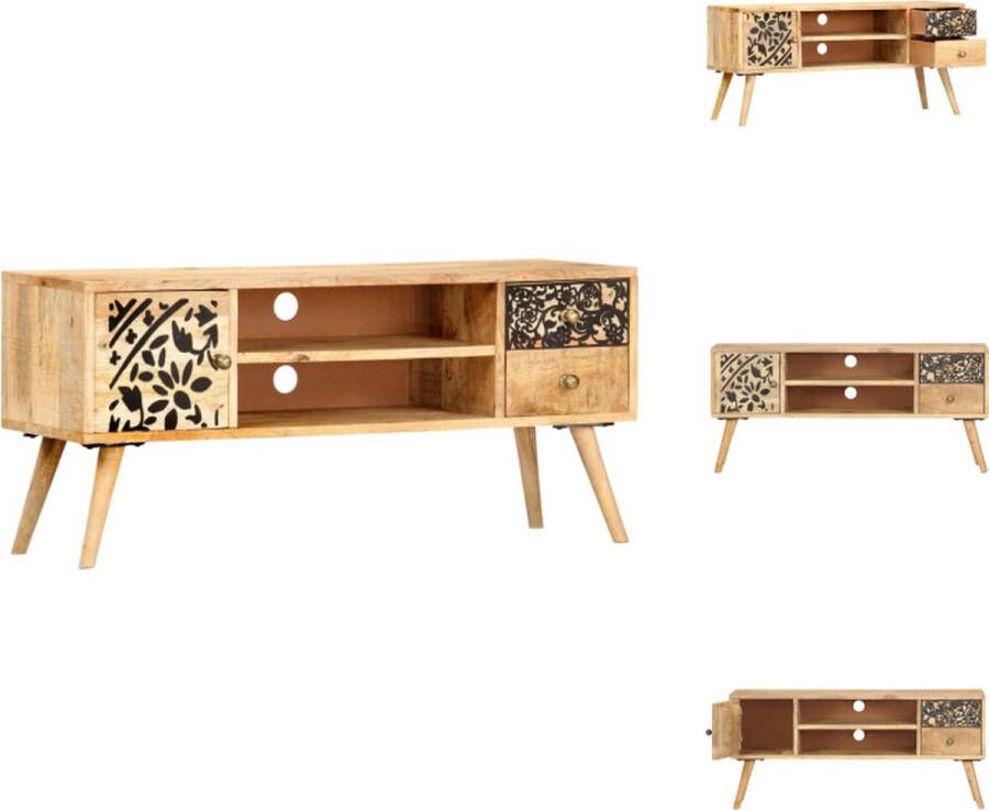 VidaXL Tv-kast Tv-kasten Tv-standaard Tv-standaarden Tv-meubel 100x30x45 cm massief mangohout - Foto 2