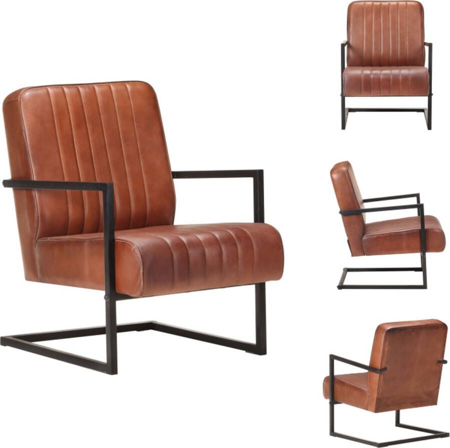 vidaXL Retro Zetel Leer Bruin 60 x 75 x 80 cm Zwevend ontwerp Fauteuil