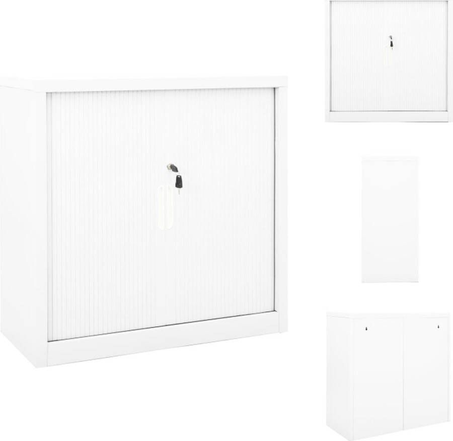 VidaXL Roldeurkast Roldeurkasten Schuifdeurkast Schuifdeurkasten Roldeurkast 90x40x90 cm staal wit