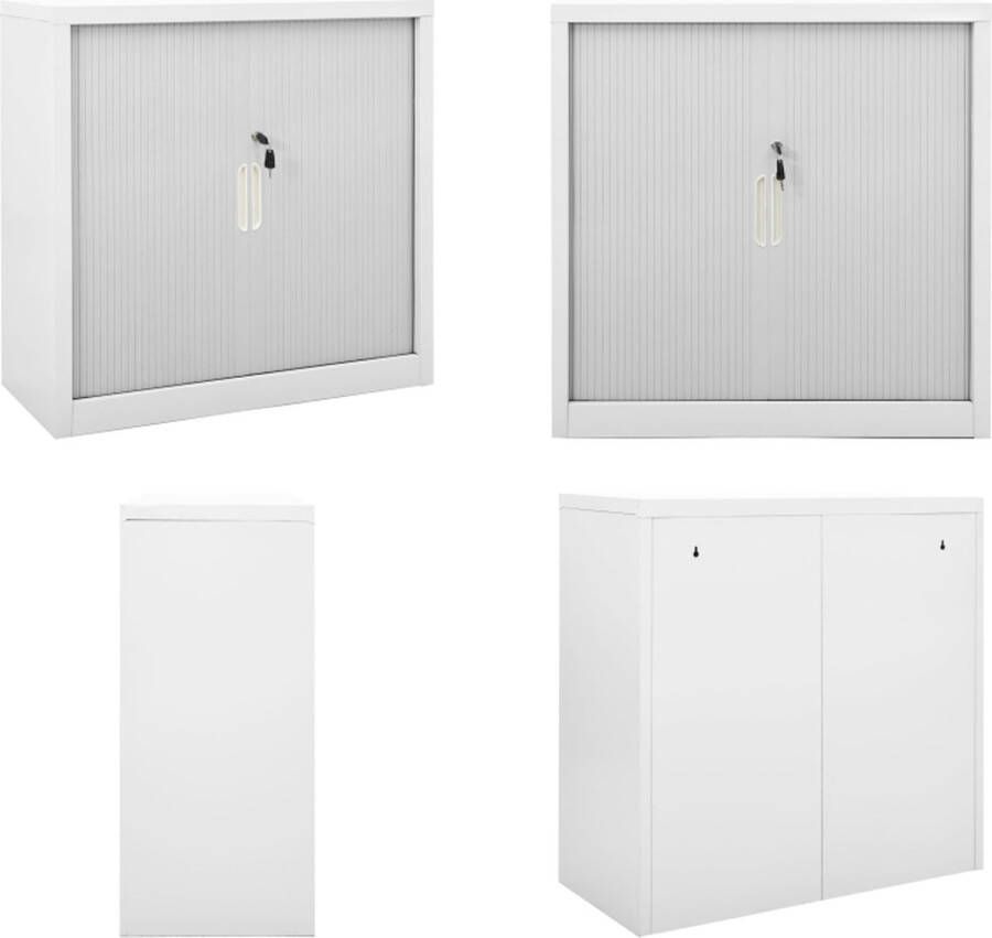VidaXL Roldeurkast 90x40x90 cm staal grijs Roldeurkast Roldeurkasten Schuifdeurkast Schuifdeurkasten