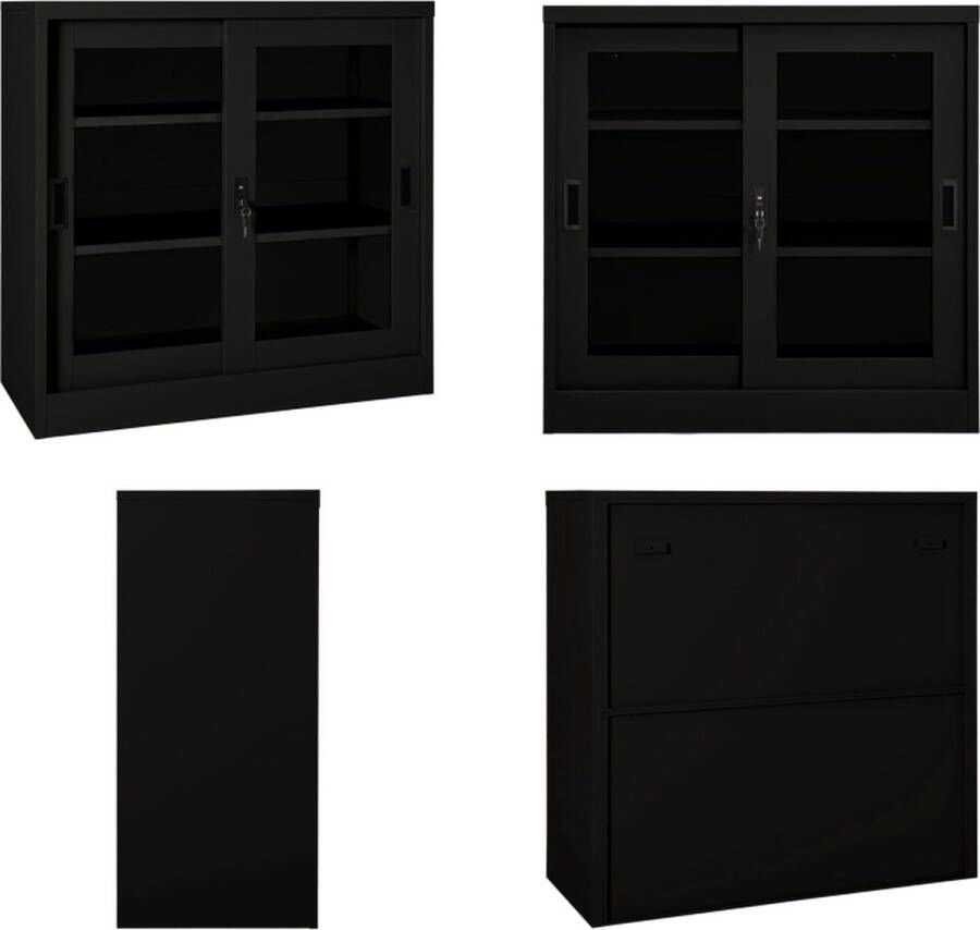 VidaXL Roldeurkast 90x40x90 cm staal zwart Kantoorkast Kantoorkasten Kast Kasten