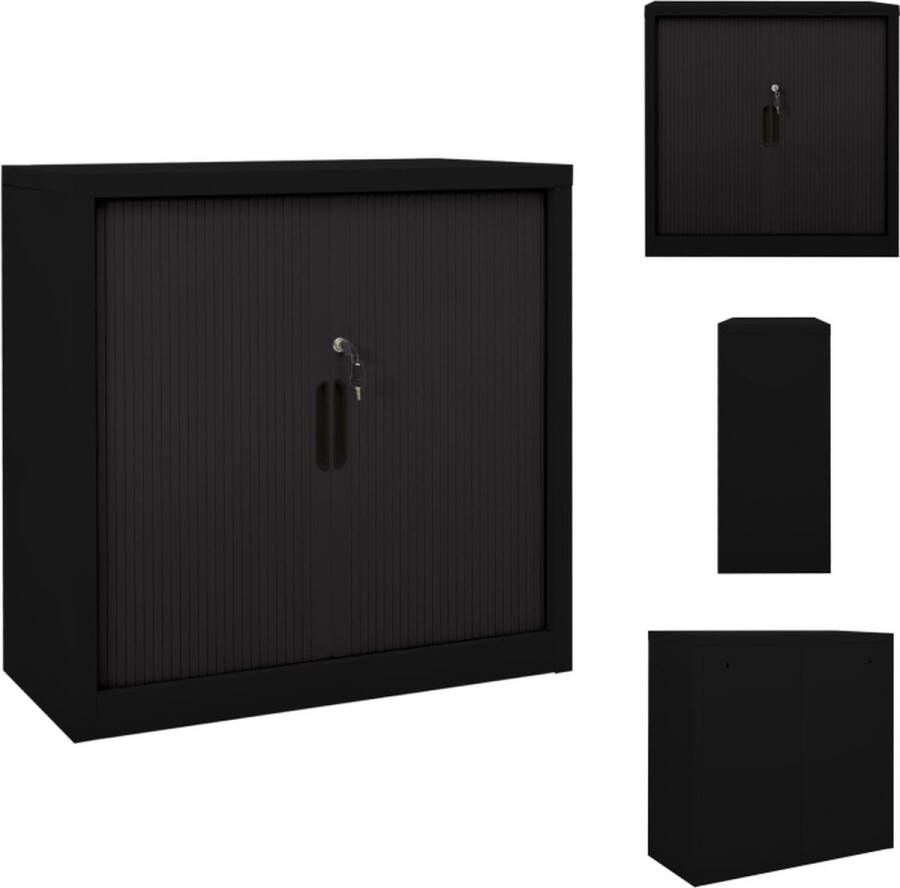 VidaXL Roldeurkast Roldeurkasten Schuifdeurkast Schuifdeurkasten Roldeurkast 90x40x90 cm staal zwart