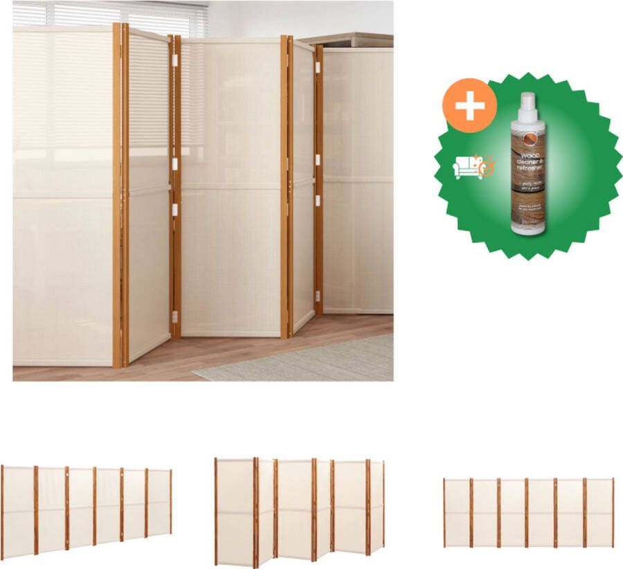 VidaXL Kamerscherm met 6 panelen 420x180 cm crèmewit Kamerscherm Inclusief Houtreiniger en verfrisser