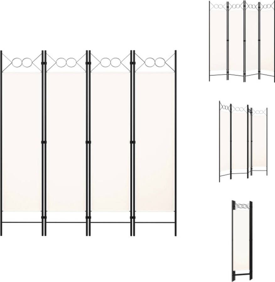 VidaXL Ruimteverdeler 4 panelen 160 x 180 cm Crèmewit Kamerscherm