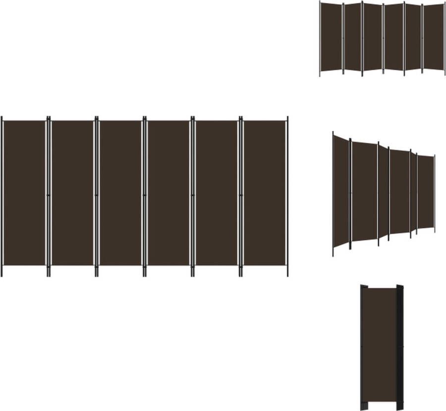 VidaXL Scheidingswand Scheidingswanden Ruimteverdeler Ruimteverdelers Kamerscherm met 6 panelen 300x180 cm bruin