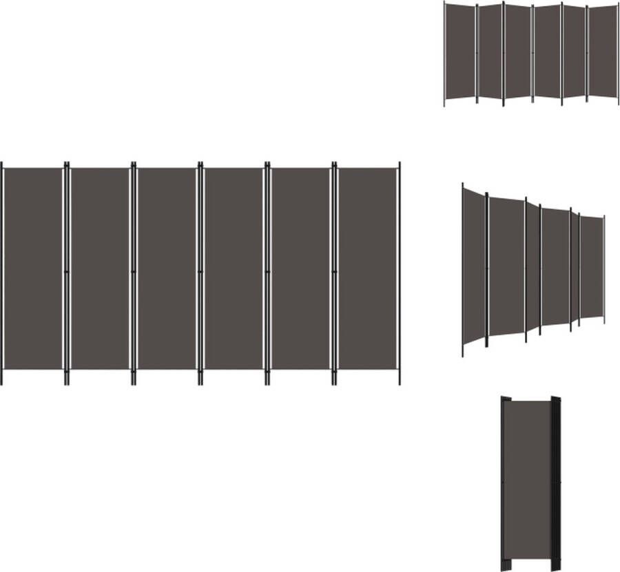 VidaXL Ruimteverdeler Kamerscherm 300x180 cm Antraciet Gepoedercoat ijzer en stof Kamerscherm