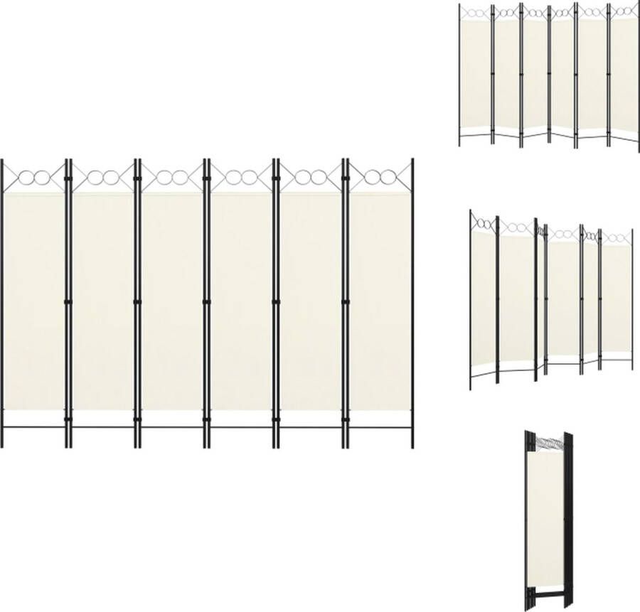 VidaXL Ruimteverdeler vrijstaand kamerscherm 240x180cm crèmewit gepoedercoat ijzer Kamerscherm