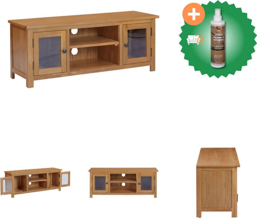 VidaXL Rustiek Eikenhouten TV-meubel 110 x 35 x 44 cm 2 deuren 2 schappen Kast Inclusief Houtreiniger en verfrisser
