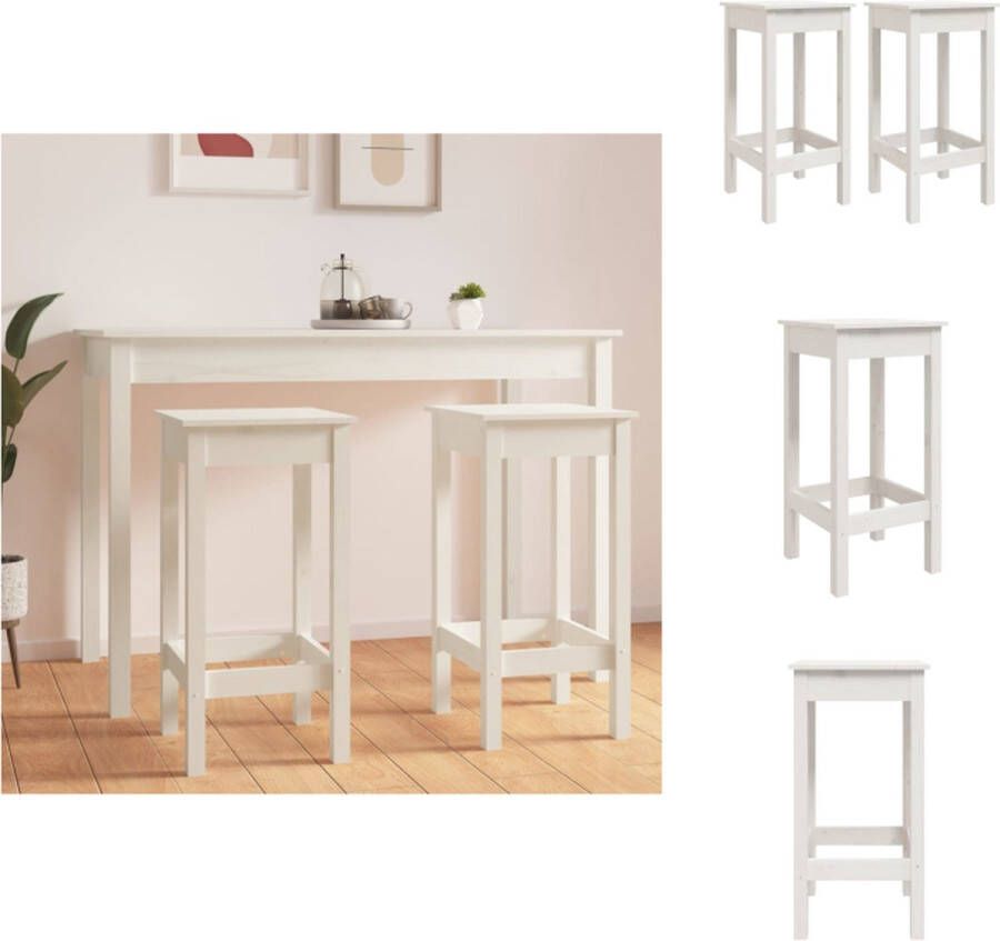 VidaXL Barstoel Barstoelen Barkruk Cafestoel Barstoelen 2 st 40x40x78 cm massief grenenhout wit
