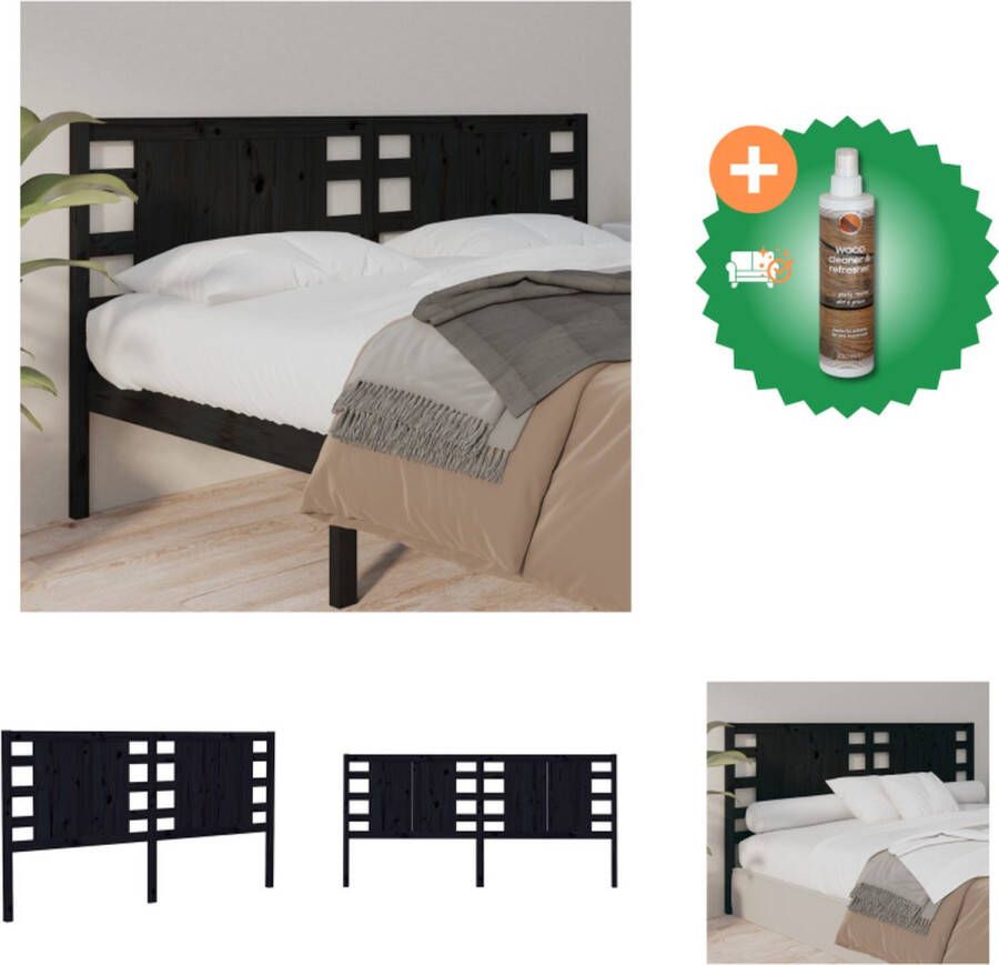 VidaXL houten hoofdeinde klassiek hoofdbord 126 x 4 x 100 cm Kleur- zwart Hoogwaardig materiaal Rustieke charme Comfortabele ondersteuning Bedonderdeel Inclusief Houtreiniger en verfrisser - Foto 6