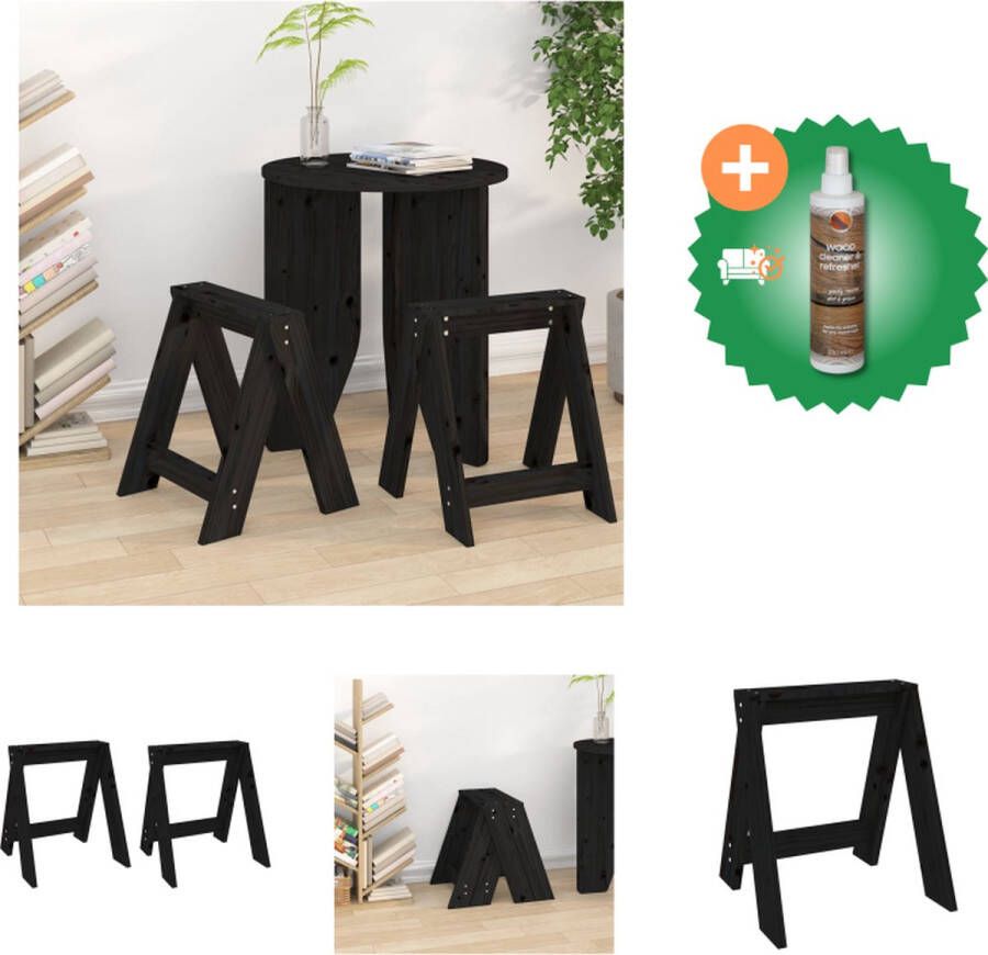 VidaXL Rustiek Houten Krukken 40 x 40 x 45 cm Massief grenenhout Krukje Inclusief Houtreiniger en verfrisser