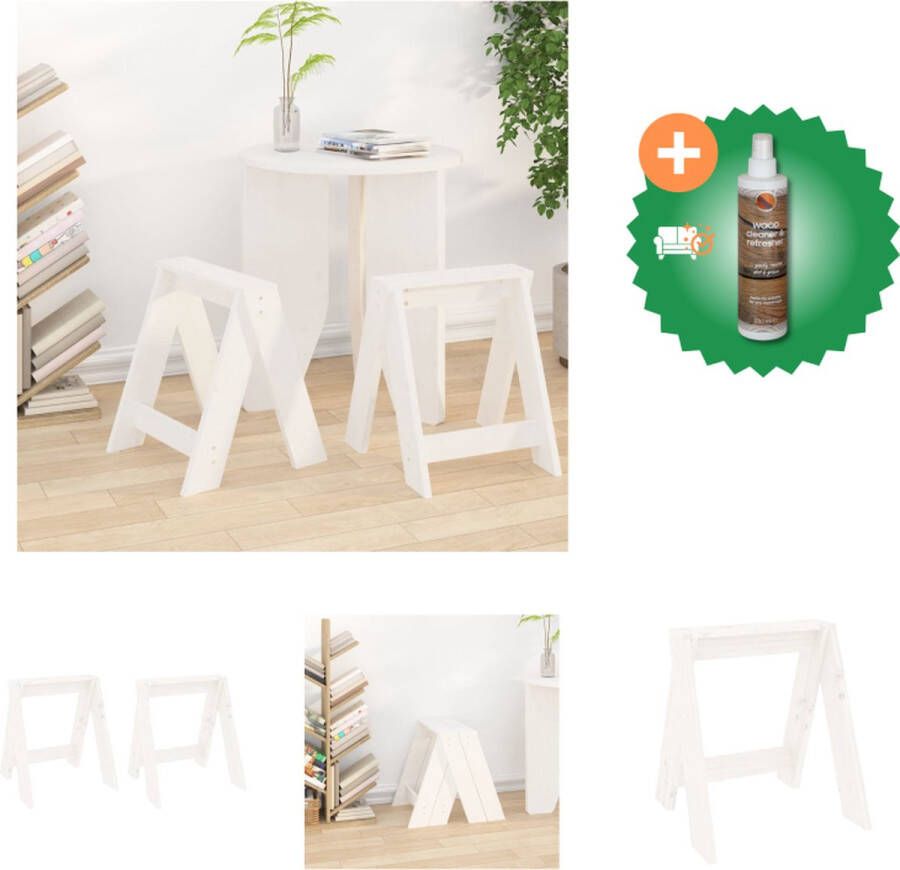 VidaXL Rustiek Houten Krukken Grenenhout 40x40x45 cm Set van 2 Krukje Inclusief Houtreiniger en verfrisser