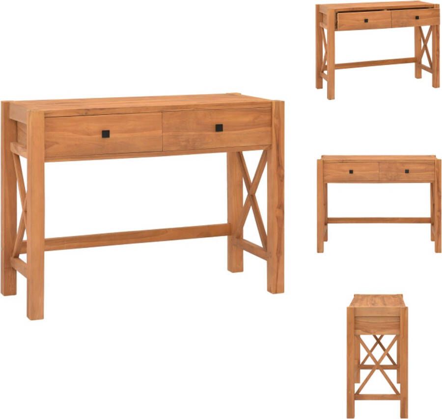 VidaXL Bureau Bureaus Houten Bureau Houten Bureaus Bureau met 2 lades 100x40x75 cm gerecycled teakhout - Foto 2
