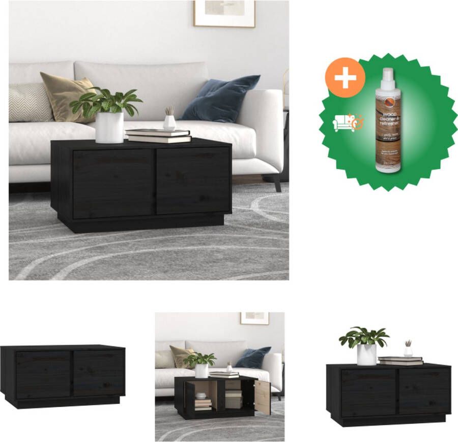 VidaXL Rustieke Houten Salontafel 80x50x40 cm Met Opbergruimte Zwart Tafel Inclusief Houtreiniger en verfrisser - Foto 2