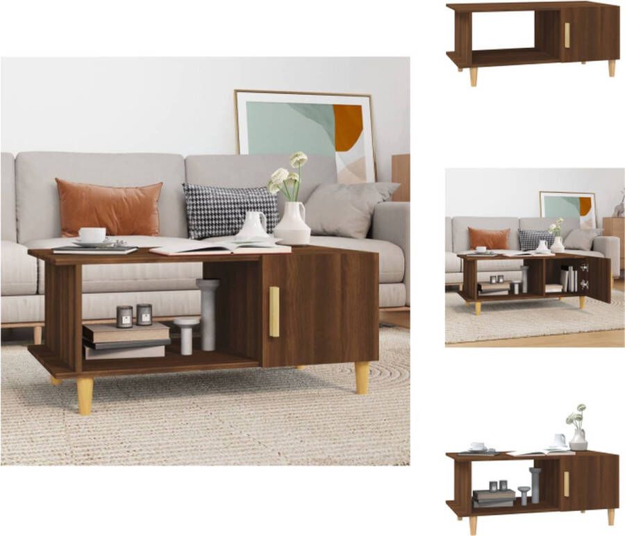 VidaXL Salontafel Salontafels Tafel Bijzettafel Salontafel 90x50x40 cm bewerkt hout bruineikenkleurig - Foto 7