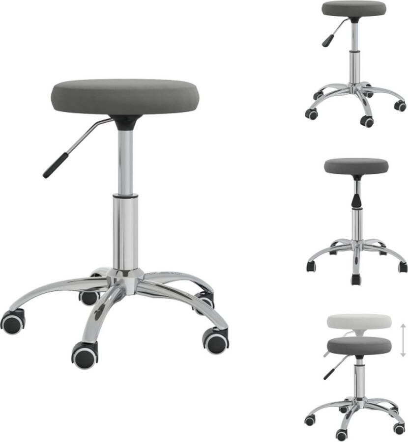 VidaXL Salonkruk fluweel donkergrijs 31 x (42-54) cm draaibaar Fauteuil - Foto 2