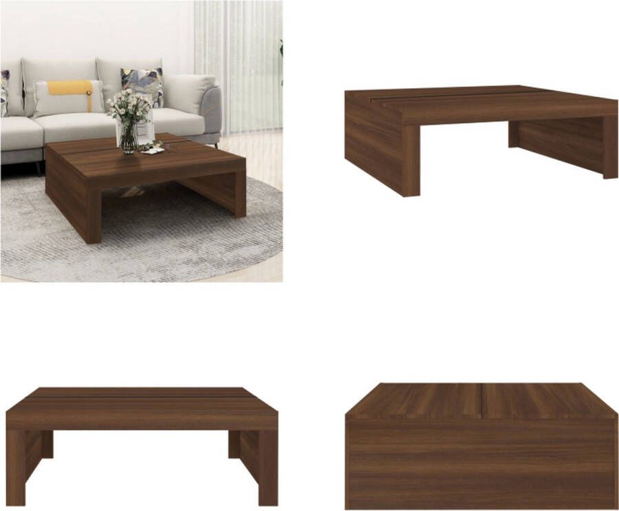 VidaXL Salontafel 100x100x35 cm bewerkt hout bruineikenkleurig Salontafel Salontafels Tafel Bijzettafel - Foto 2