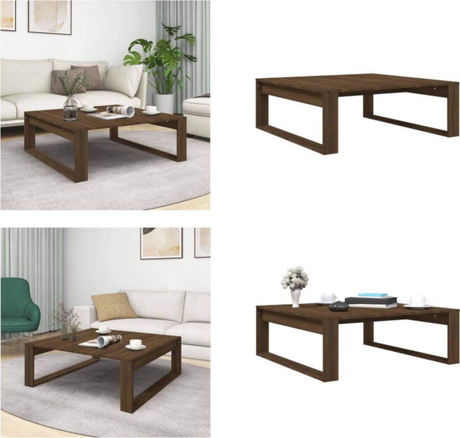 VidaXL Salontafel 100x100x35 cm bewerkt hout bruineikenkleurig Salontafel Salontafels Tafel Bijzettafel