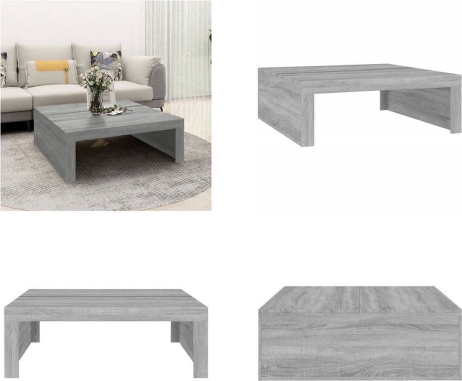 VidaXL Salontafel 100x100x35 cm bewerkt hout grijs sonoma eikenkleurig Salontafel Salontafels Tafel Bijzettafel