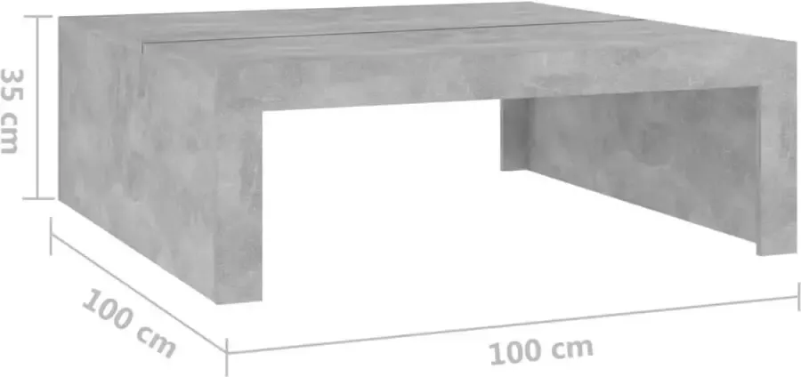 VIDAXL Salontafel 100x100x35 cm bewerkt hout betongrijs - Foto 2