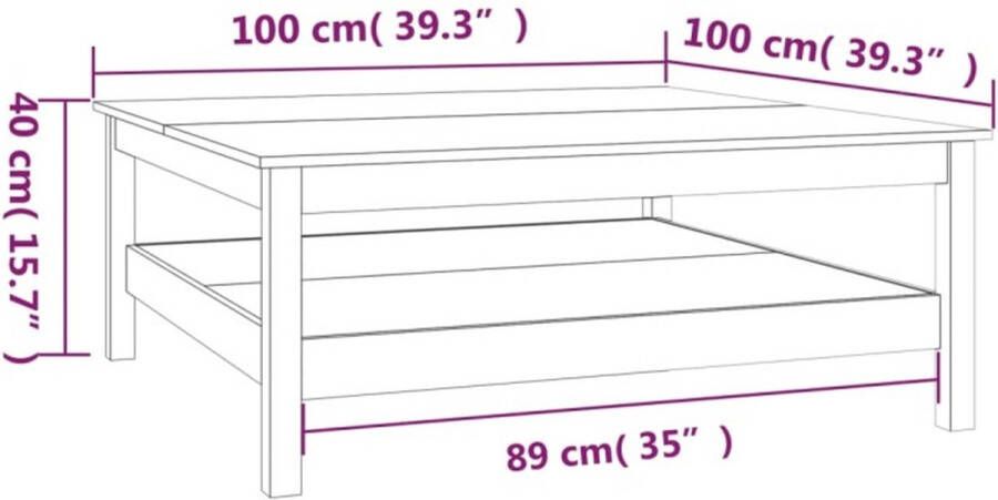 VidaXL Salontafel 100x100x40 cm massief grenenhout Salontafel Houten Salontafel Grenenhout Salontafel Honingbruin Livingroom Furniture - Foto 3