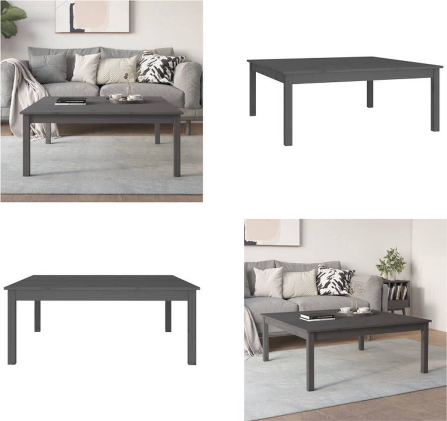 VidaXL Salontafel 100x100x40 cm massief grenenhout grijs Salontafel Salontafels Tafel Bijzettafel