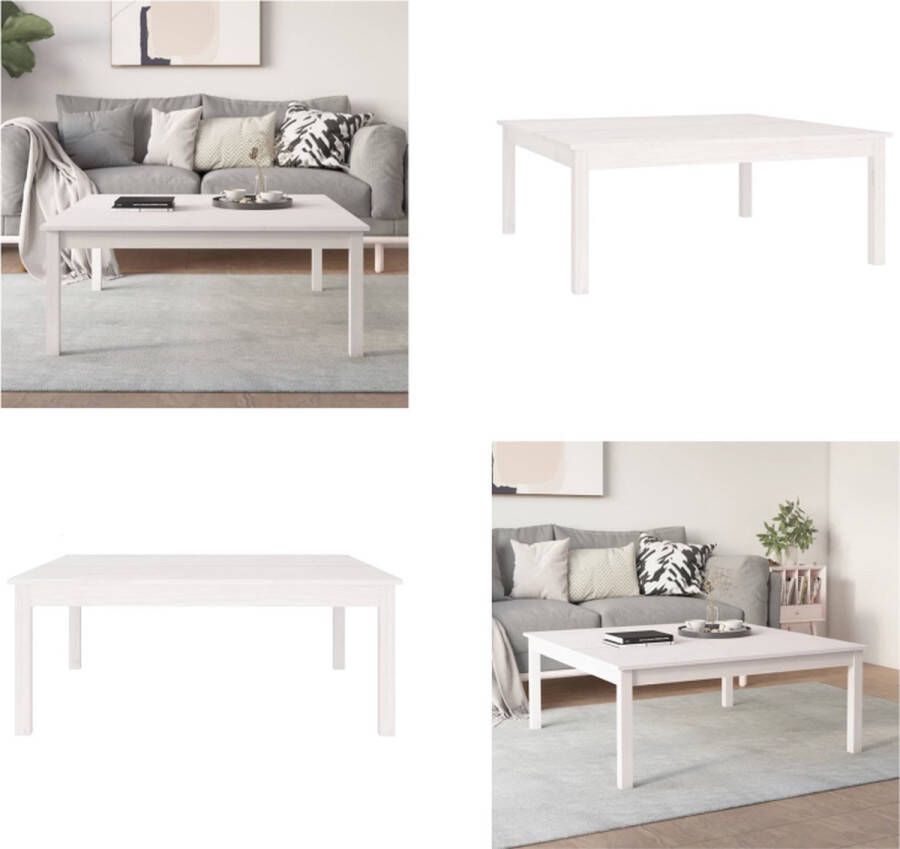 VidaXL Salontafel 100x100x40 cm massief grenenhout wit Salontafel Salontafels Tafel Bijzettafel