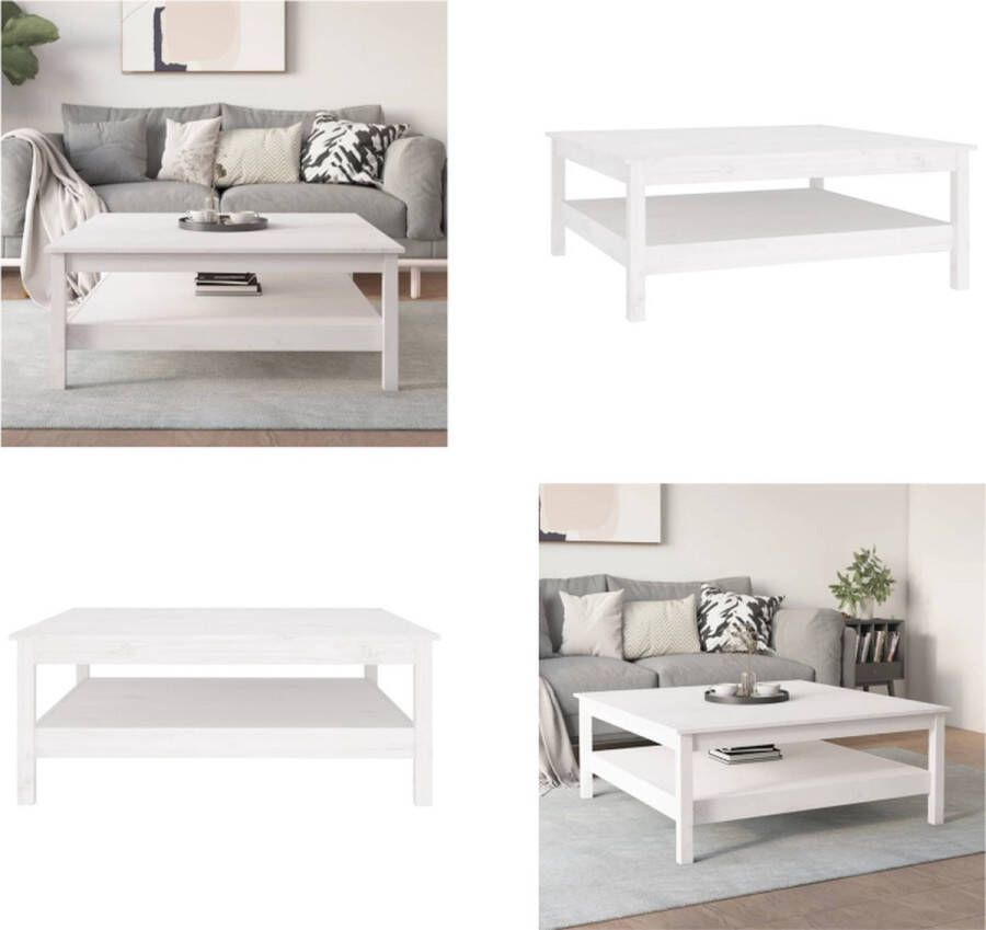 VidaXL Salontafel 100x100x40 cm massief grenenhout wit Salontafel Salontafels Tafel Bijzettafel