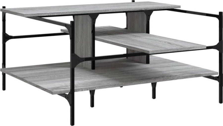 VidaXL Salontafel 100x100x48 5 cm bewerkt hout grijs sonoma