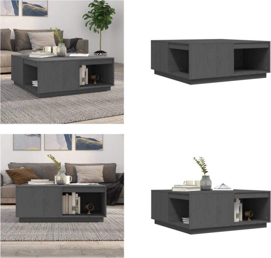 VidaXL Salontafel 100x101x40-5 cm massief grenenhout grijs Salontafel Salontafels Tafel Bijzettafel