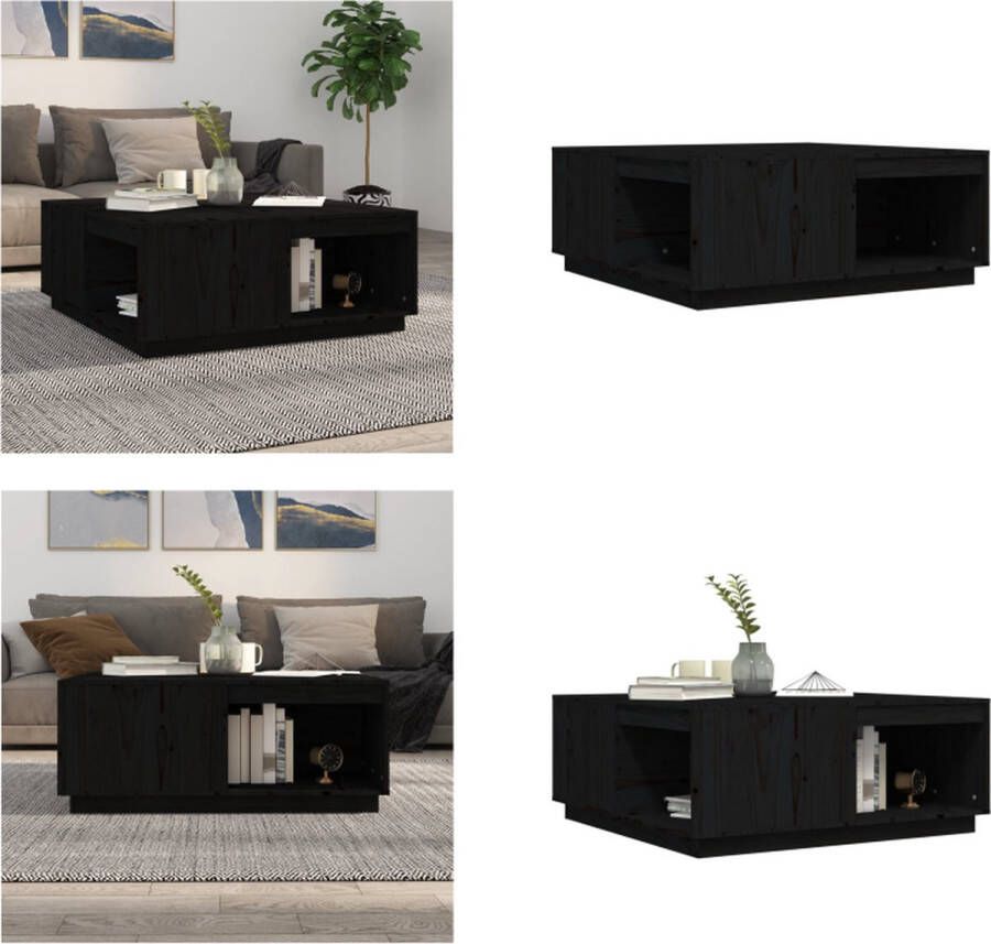 VidaXL -Salontafel-100x101x40 5-cm-massief-grenenhout-zwart - Foto 3
