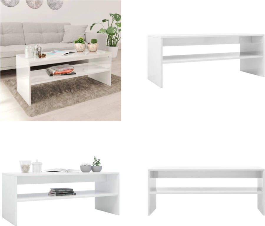 VidaXL Salontafel 100x40x40 cm bewerkt hout hoogglans wit Salontafel Salontafels Tafel Tafels