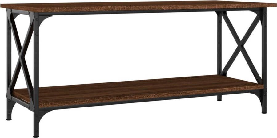 FIONERA Salontafel 100x45x45 cm bewerkt hout en ijzer bruin eikenkleur