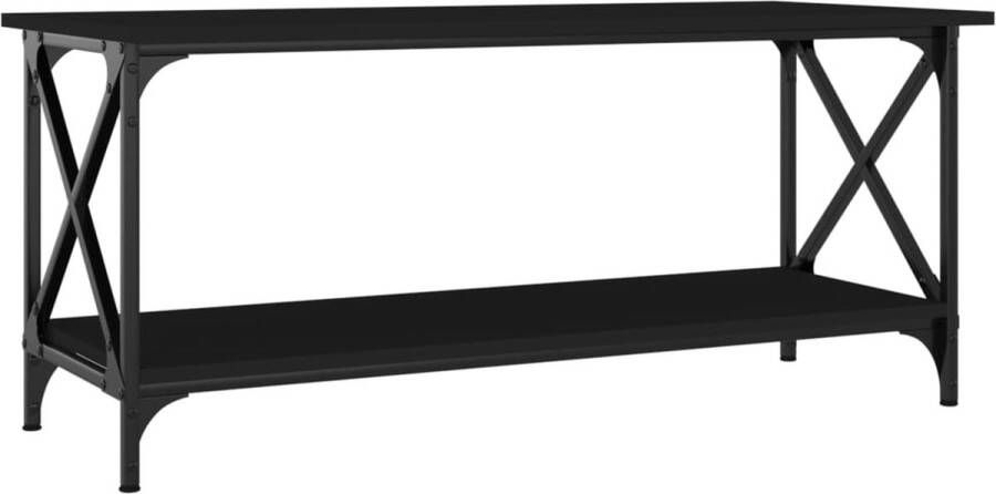 FIONERA Salontafel 100x45x45 cm bewerkt hout en ijzer zwart