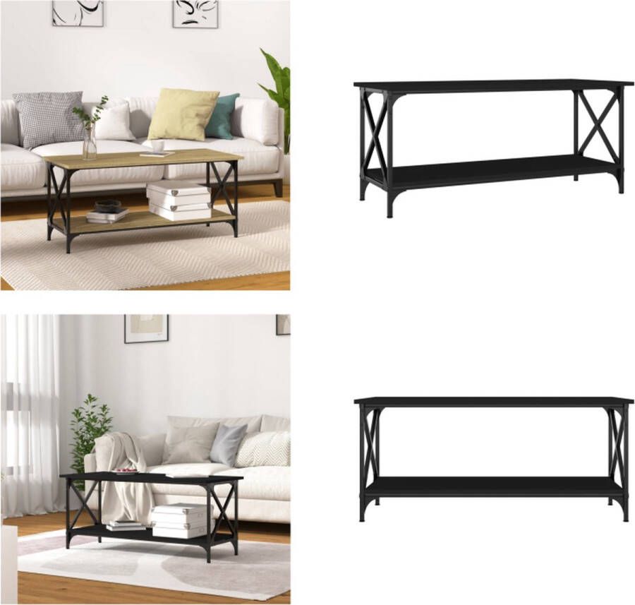 VidaXL Salontafel 100x45x45 cm bewerkt hout en ijzer zwart Salontafel Salontafels Tafel Bijzettafel