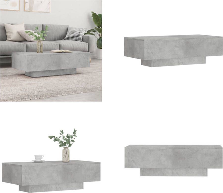 VidaXL Salontafel 100x49 5x31 cm Betongrijs Bewerkt hout Salontafel Beton Grijs Houten Salontafel Moderne Salontafel Living Room Furniture - Foto 3