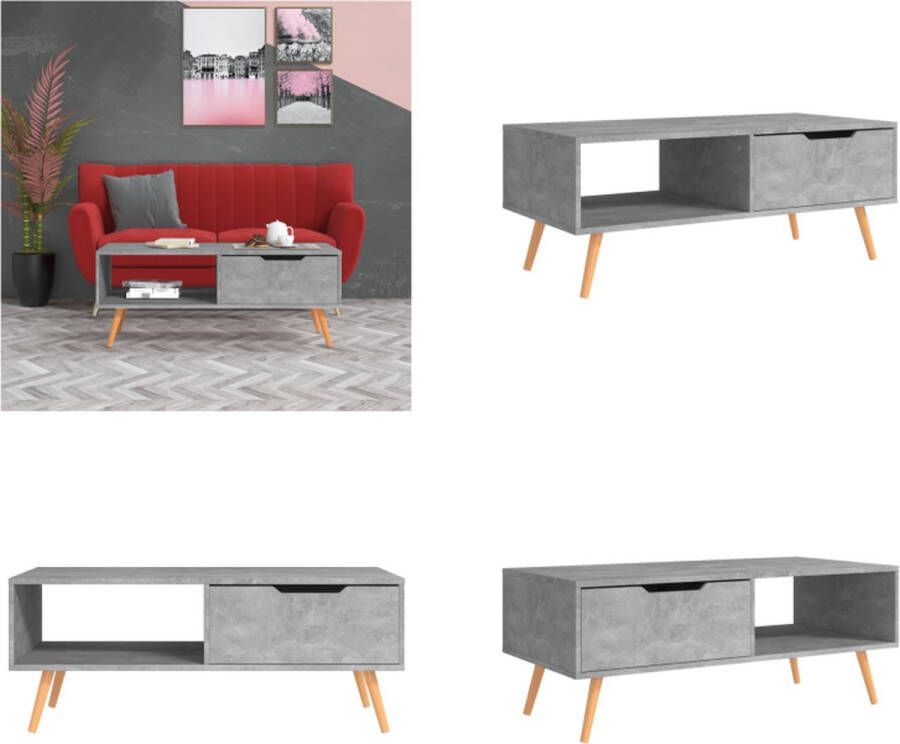 VidaXL Salontafel 100x49 5x43 cm bewerkt hout betongrijs Salontafel Salontafels Koffie Tafel Koffie Tafels