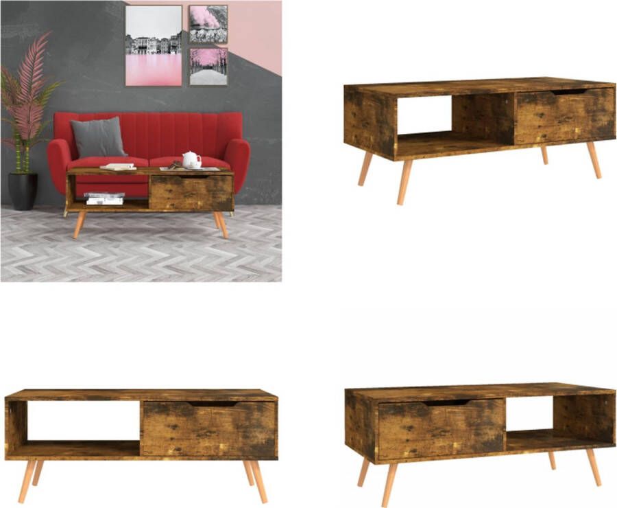 VidaXL Salontafel 100x49 5x43 cm bewerkt hout gerookt eikenkleurig Salontafel Salontafels Koffie Tafel Koffie Tafels