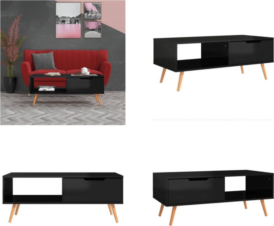 VidaXL Salontafel 100x49 5x43 cm bewerkt hout hoogglans zwart Salontafel Salontafels Koffie Tafel Koffie Tafels