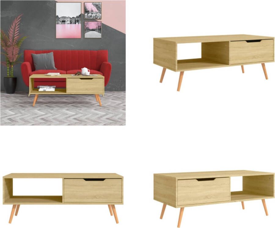 VidaXL Salontafel 100x49 5x43 cm bewerkt hout sonoma eikenkleurig Salontafel Salontafels Koffie Tafel Koffie Tafels