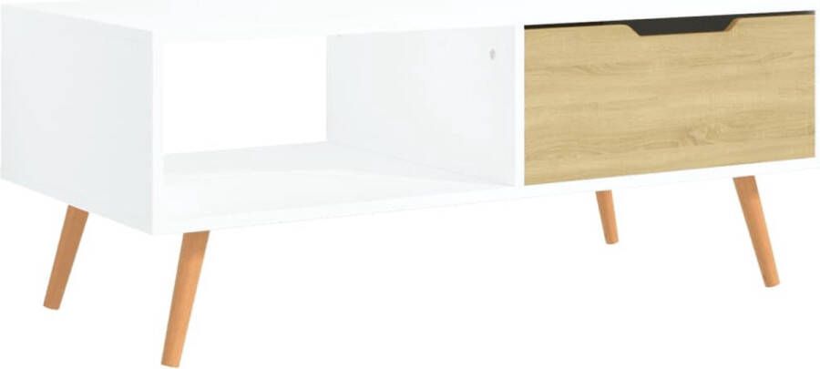 VidaXL -Salontafel-100x49 5x43-cm-spaanplaat-wit-en-sonoma-eikenkleurig - Foto 2