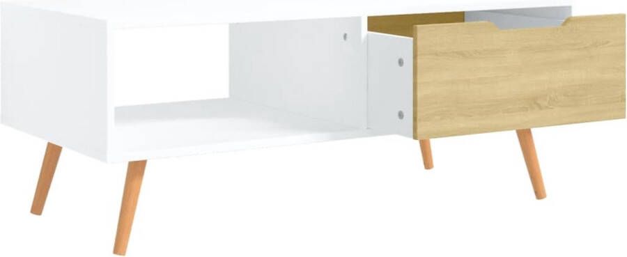 VidaXL Salontafel 100x49-5x43 cm spaanplaat wit en sonoma eikenkleurig Salontafel Salontafels Koffie Tafel Koffie Tafels