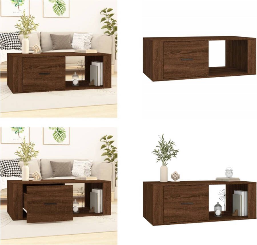 VidaXL Salontafel 100x50-5x35 cm bewerkt hout bruineikenkleurig Salontafel Salontafels Tafel Bijzettafel
