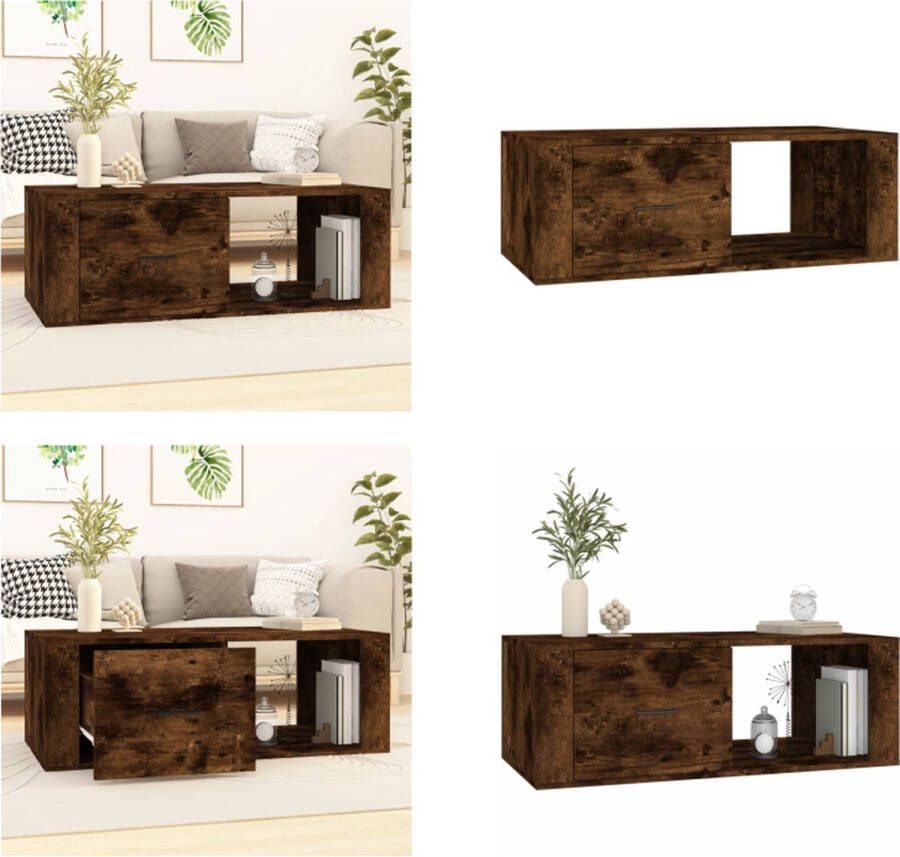 VidaXL Salontafel 100x50 5x35 cm bewerkt hout gerookt eikenkleurig Salontafel Salontafels Tafel Bijzettafel