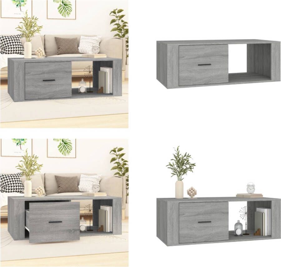 VidaXL Salontafel 100x50 5x35 cm bewerkt hout grijs sonoma eikenkleur Salontafel Salontafels Tafel Bijzettafel